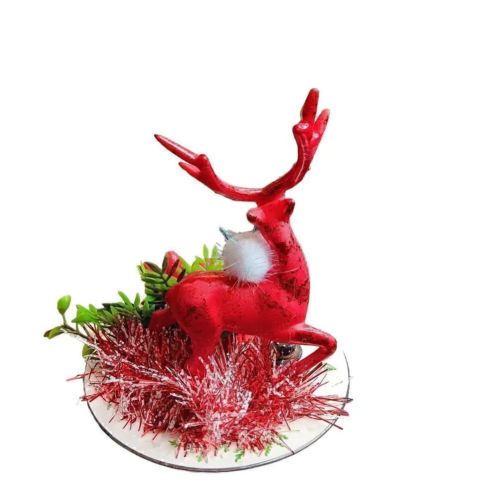 Christmas Holiday Pixie Figurine Winter Red Reindeer Angel Holly Berry Floral‎